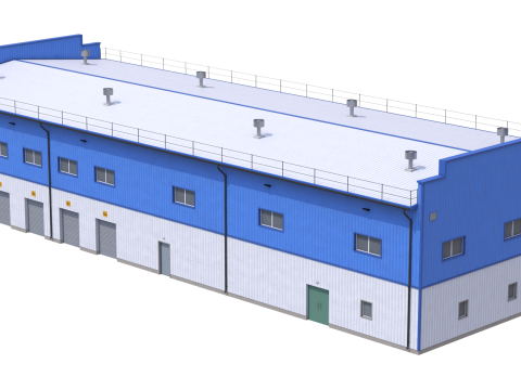 Industrial Building 17 Blue Modello 3D