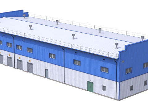 Industrial Building 17 Blue 3D Model