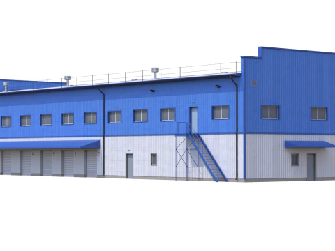 Industrial Building 17 Blue 3D Model