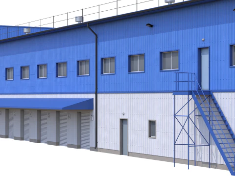 Industrial Building 17 Blue 3D Model