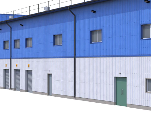 Industrial Building 17 Blue 3D Model