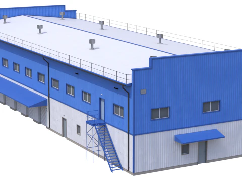 Industrial Building 17 Blue 3D Model