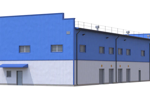 Industrial Building 17 Blue 3D Model