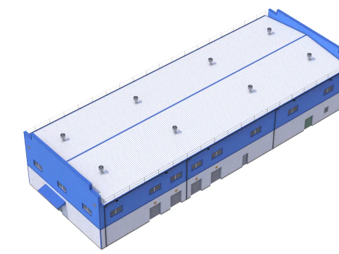 Industrial Building 17 Blue 3D Model