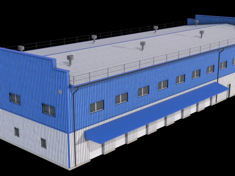 Industrial Building 17 Blue 3D Model