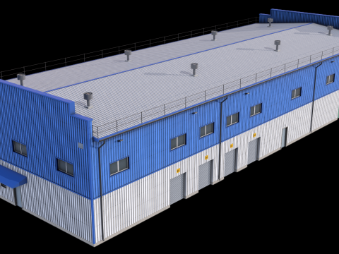 Industrial Building 17 Blue Modello 3D