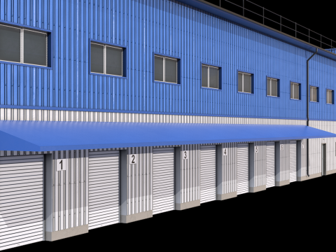 Industrial Building 17 Blue Modello 3D