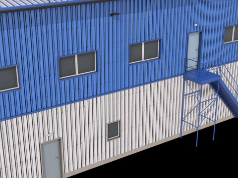 Industrial Building 17 Blue Modello 3D