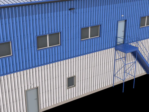 Industrial Building 17 Blue 3D Model