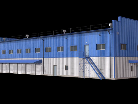 Industrial Building 17 Blue 3D Model
