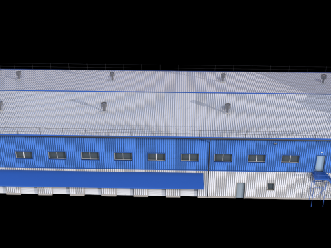 Industrial Building 17 Blue Modello 3D