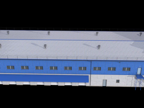 Industrial Building 17 Blue 3D Model