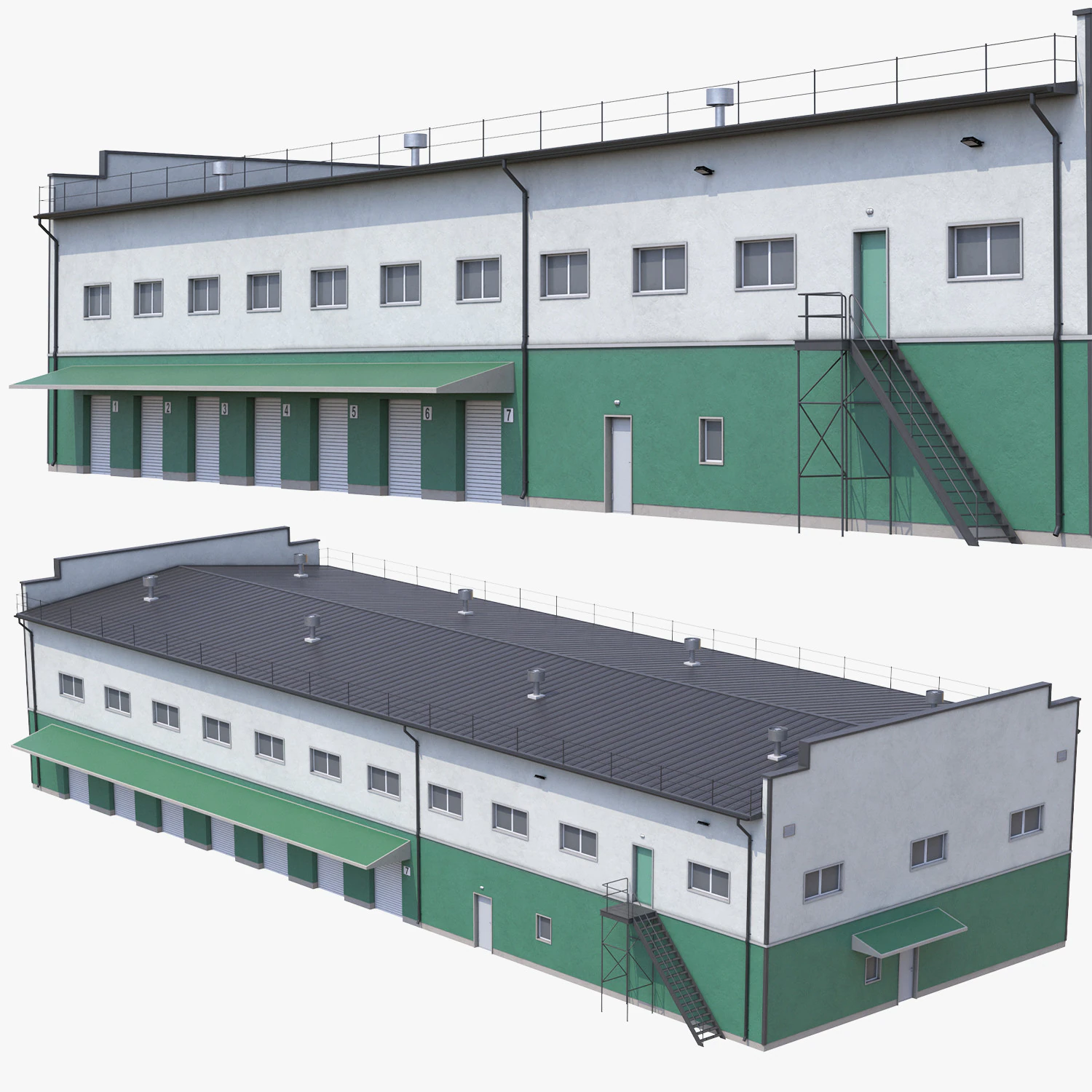 Industrial Building 17 3D Model .c4d .max .obj .3ds .fbx .stl .blend 
