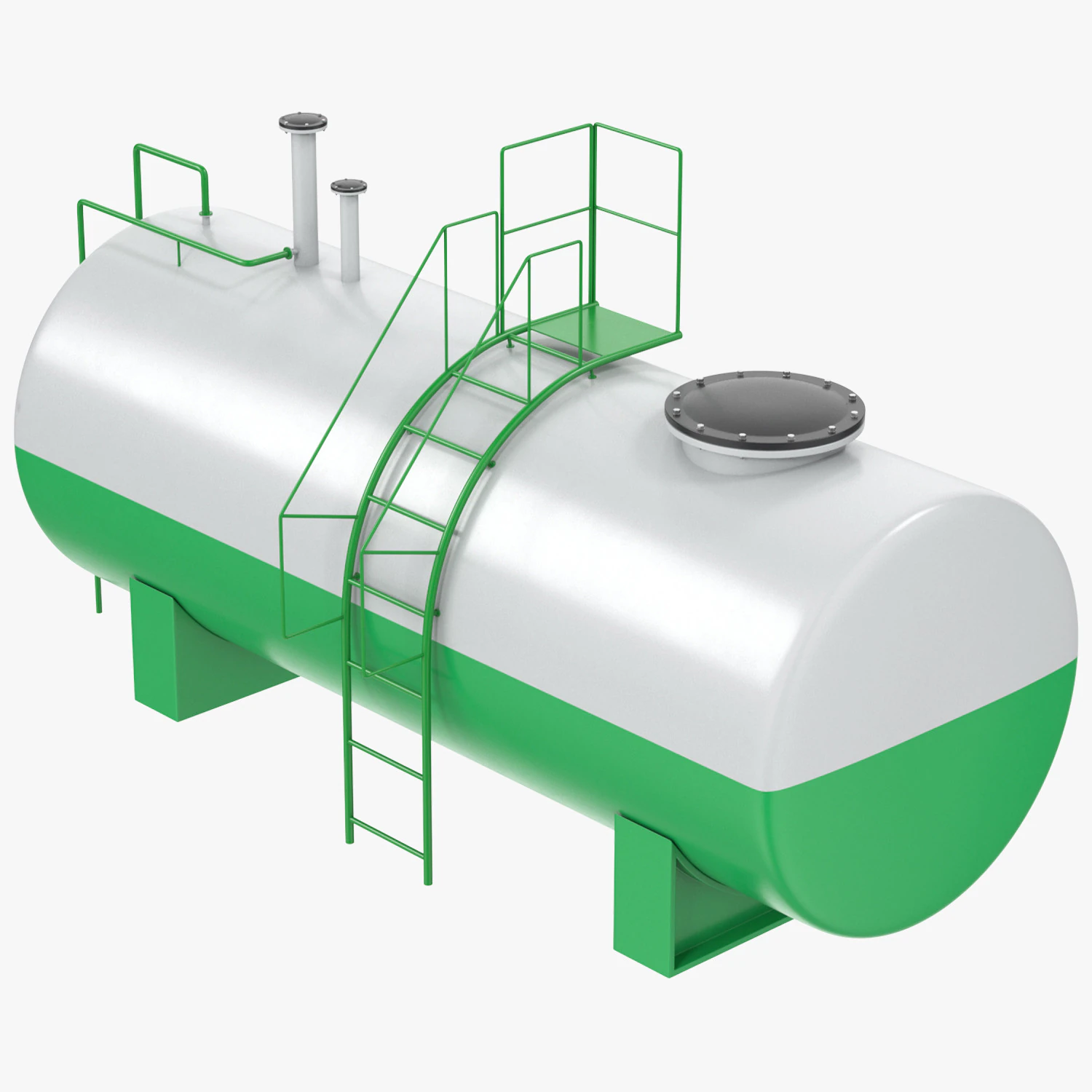 Green Industrial Tank PBR 3D Model .c4d .max .obj .3ds .fbx .stl .blend