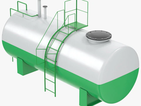 Зелений промисловий резервуар PBR 3D Модель