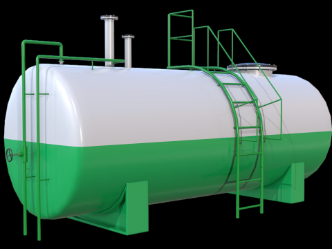 Green Industrial Tank PBR 3D Модель
