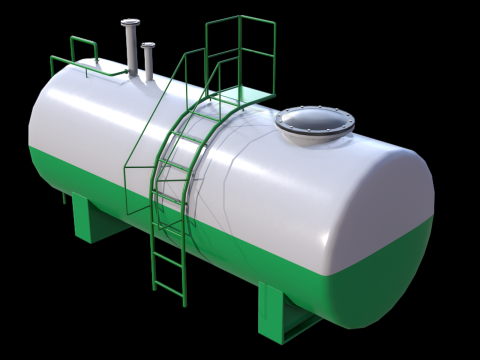 Green Industrial Tank PBR 3D Модель
