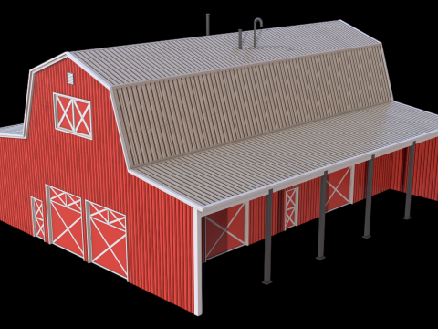 Red Farm Barn 18 Model 3D