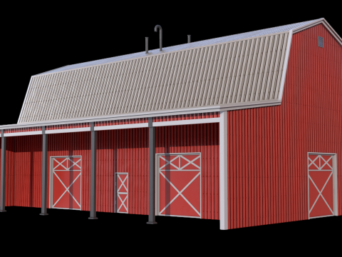 Red Farm Barn 18 Model 3D