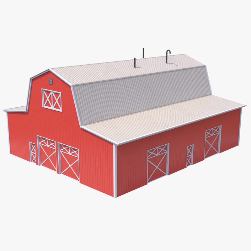Red Farm Barn 19 PBR Model 3D .c4d .max .obj .3ds .fbx .stl .blend 