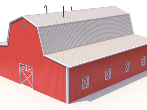 Red Farm Barn 19 PBR Model 3D
