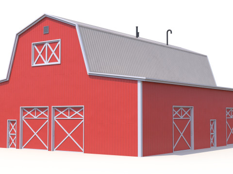Red Farm Barn 19 PBR Model 3D