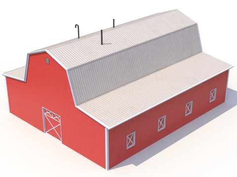Red Farm Barn 19 PBR Model 3D