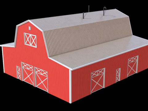 Red Farm Barn 19 PBR 3D Model