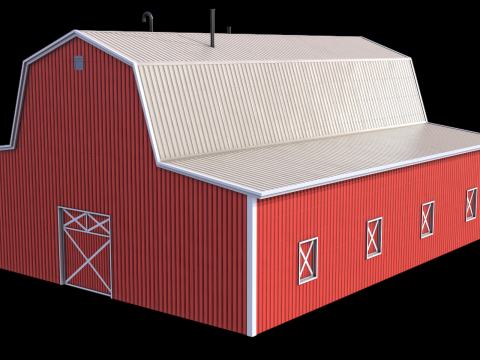 Red Farm Barn 19 PBR Model 3D