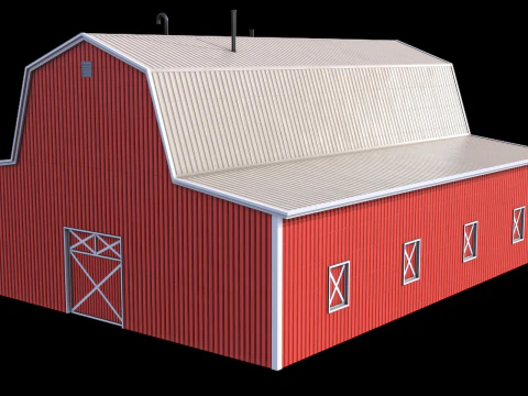 Red Farm Barn 19 PBR 3D Model