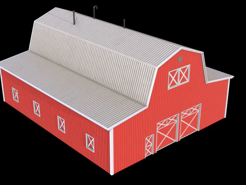 Red Farm Barn 19 PBR 3D Model
