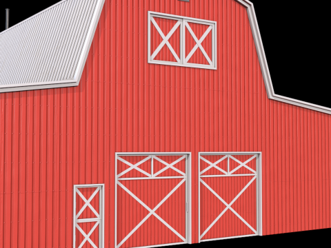 Red Farm Barn 19 PBR Model 3D