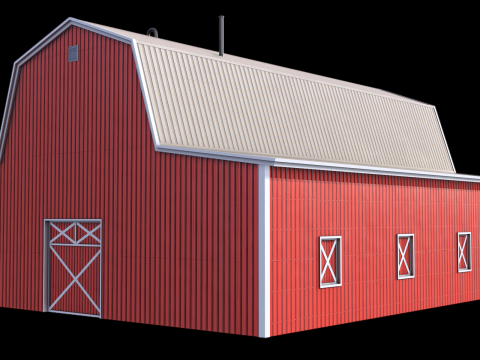 Red Farm Barn 19 PBR Model 3D
