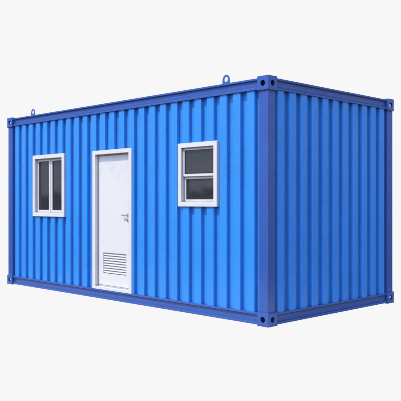 Blue Construction Site Cabin PBR Model 3D .c4d .max .obj .3ds .fbx .stl .blend 