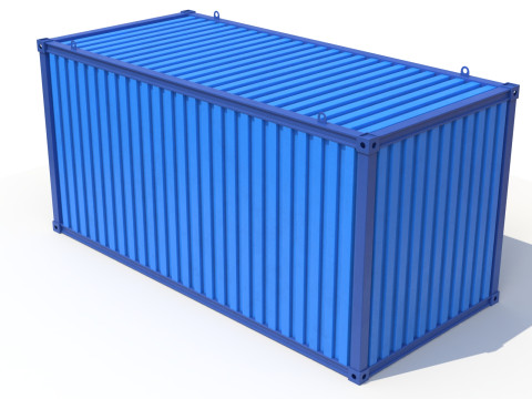 Blue Construction Site Cabin PBR Model 3D