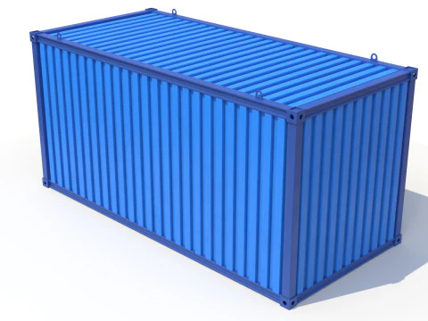 Blue Construction Site Cabin PBR 3D Model