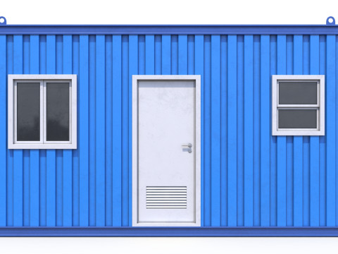 Blue Construction Site Cabin PBR Model 3D