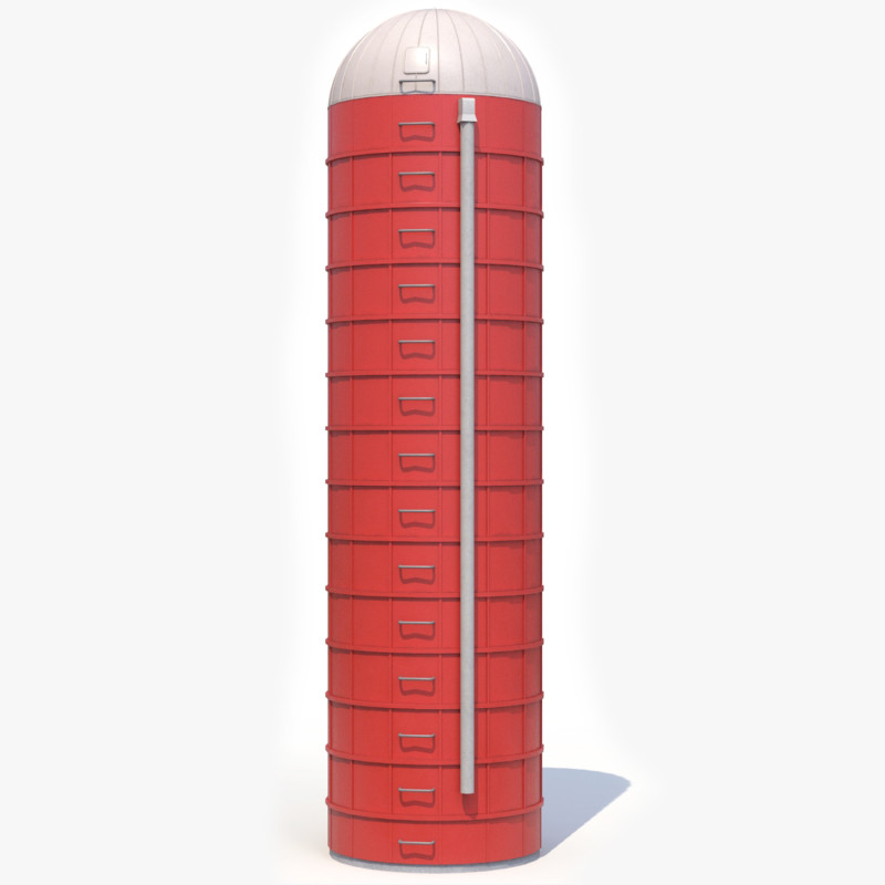 Red Farm Silo PBR 3D 모델 .c4d .max .obj .3ds .fbx .stl .blend 