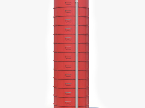 Red Farm Silo PBR 3D Модель