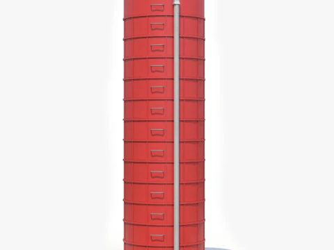 Red Farm Silo PBR 3D Model