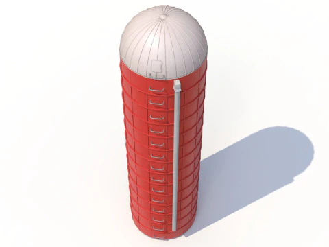 Red Farm Silo PBR 3D Model