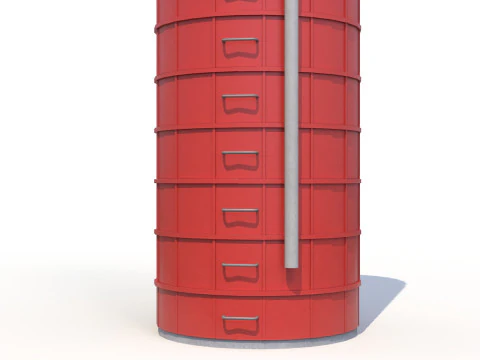 Red Farm Silo PBR 3D Model