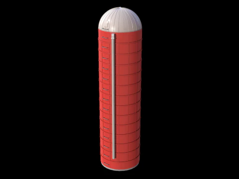 Red Farm Silo PBR 3D Model