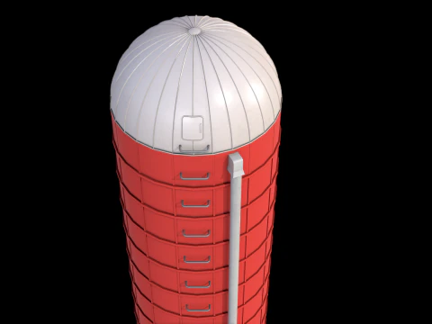 Red Farm Silo PBR 3D Model