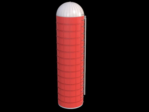 Red Farm Silo PBR 3D Model