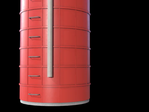 Red Farm Silo PBR 3D Model