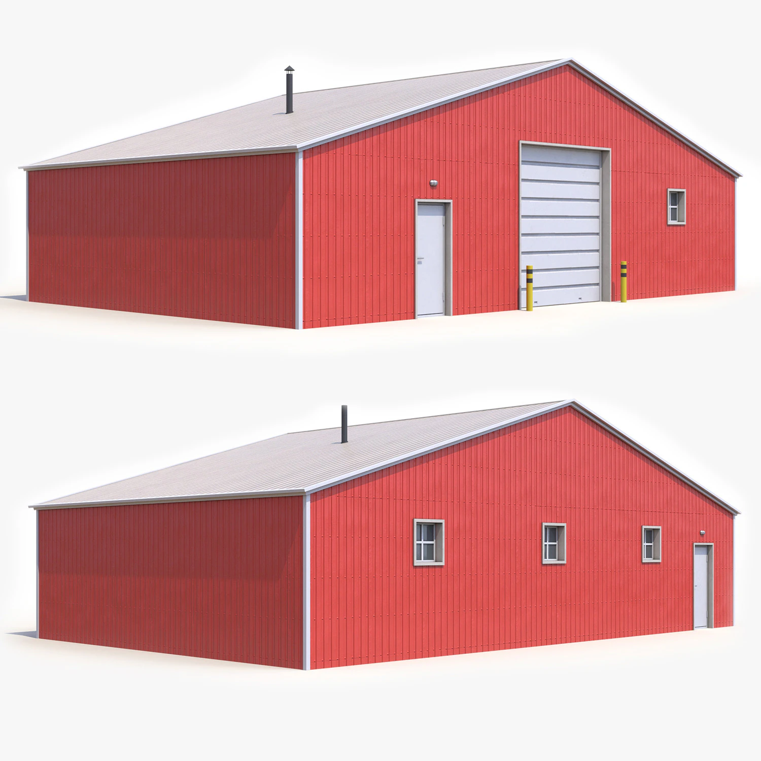 Red Farm Building 22 3D Model .c4d .max .obj .3ds .fbx .stl .blend 