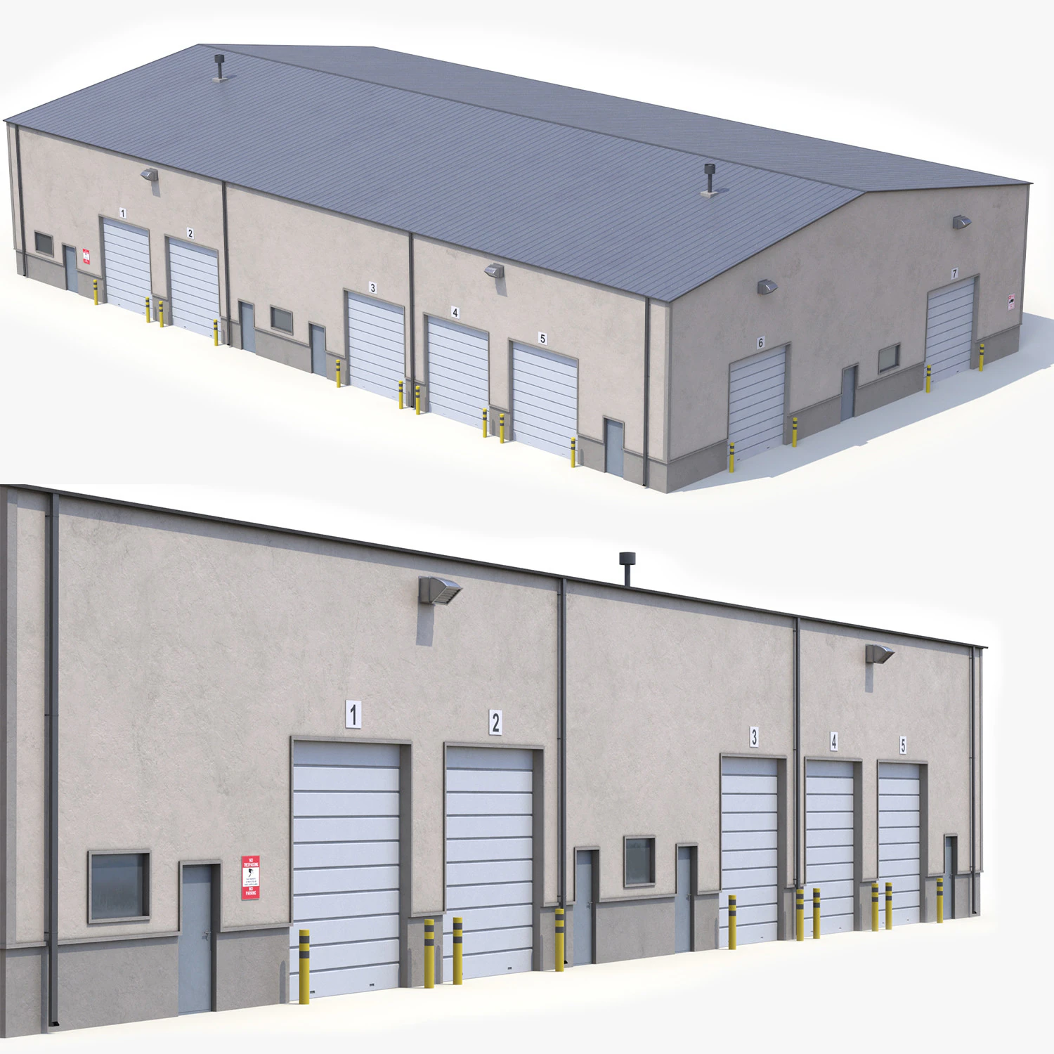 Warehouse Building 5 3D Model .c4d .max .obj .3ds .fbx .stl .blend 
