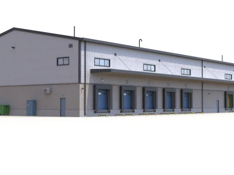Budynek Przemysłowy 28 PBR Model 3D