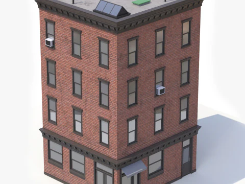 Gedung Apartemen 7 PBR Model 3D